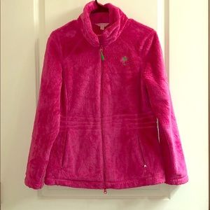 LILLY PULITZER Maddie Pink Fuzzy Zip Jacket Fleece